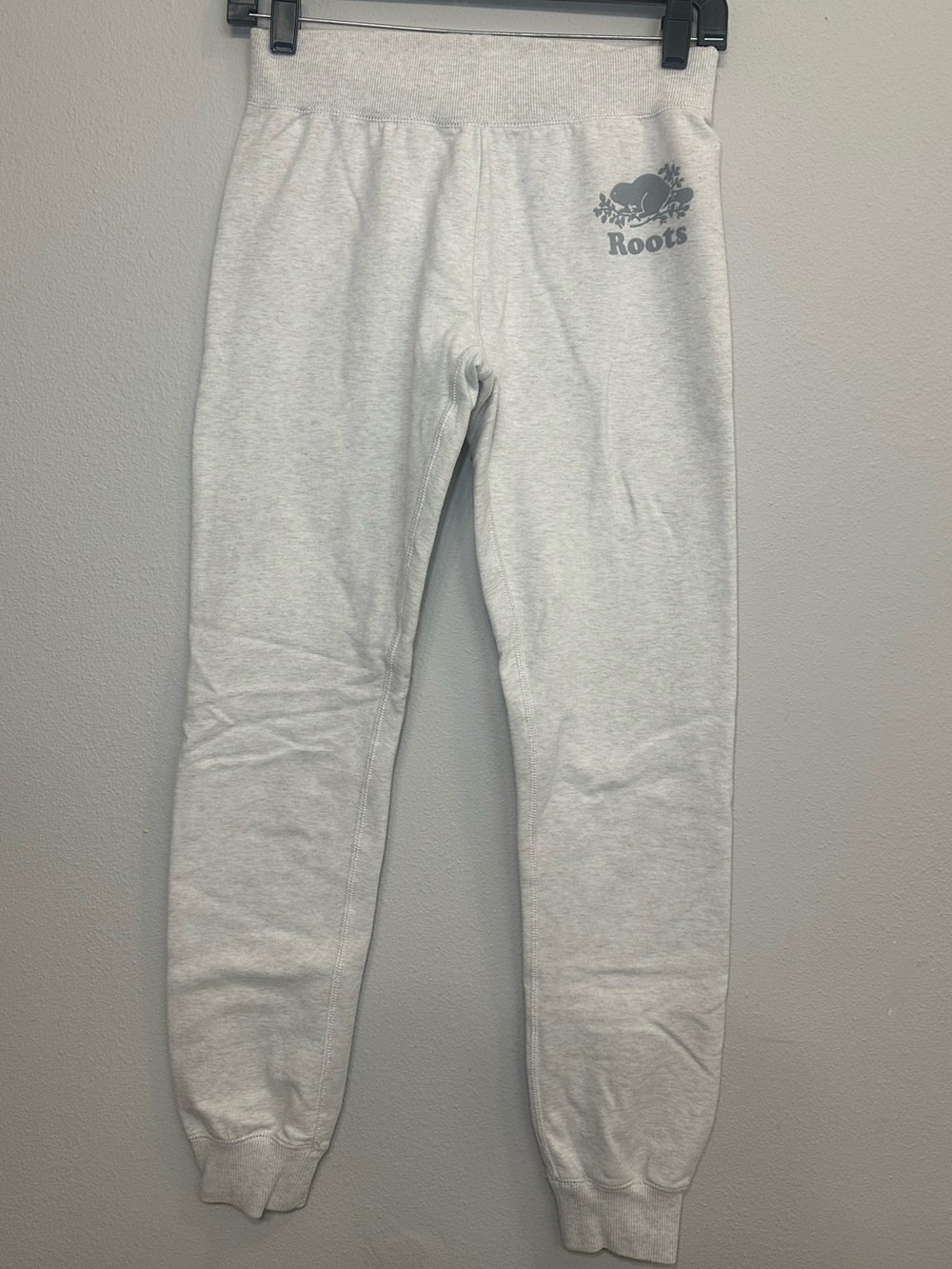 Roots Canada Light Gray Heather Beaver Logo Joggers Sweatpants Women's XS/TP